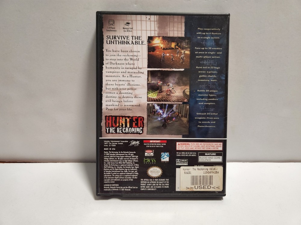 Hunter The Reckoning (Nintendo GameCube) Original Case Only