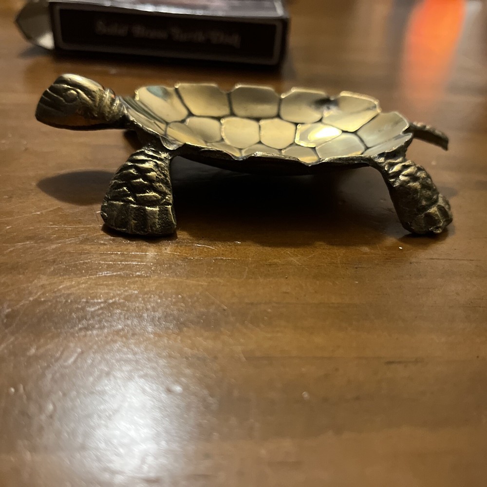 1982 CHADWICK MILLER SOLID BRASS Turtle Dish NIB-Ashtray, Loose Change NEW