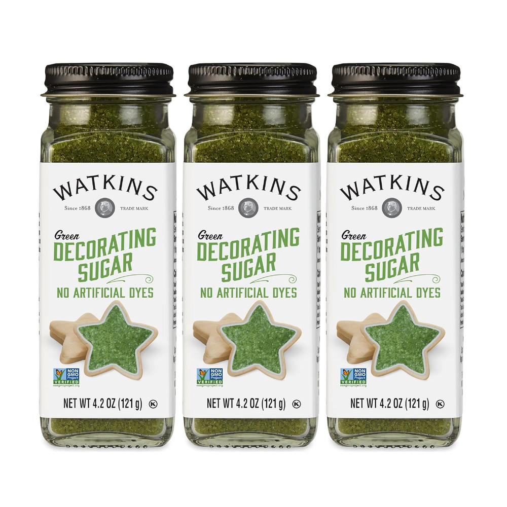 Green Decorating Sugar (No Artificial Dyes), Non-Gmo, 4.2 Ounce, 3-Pack