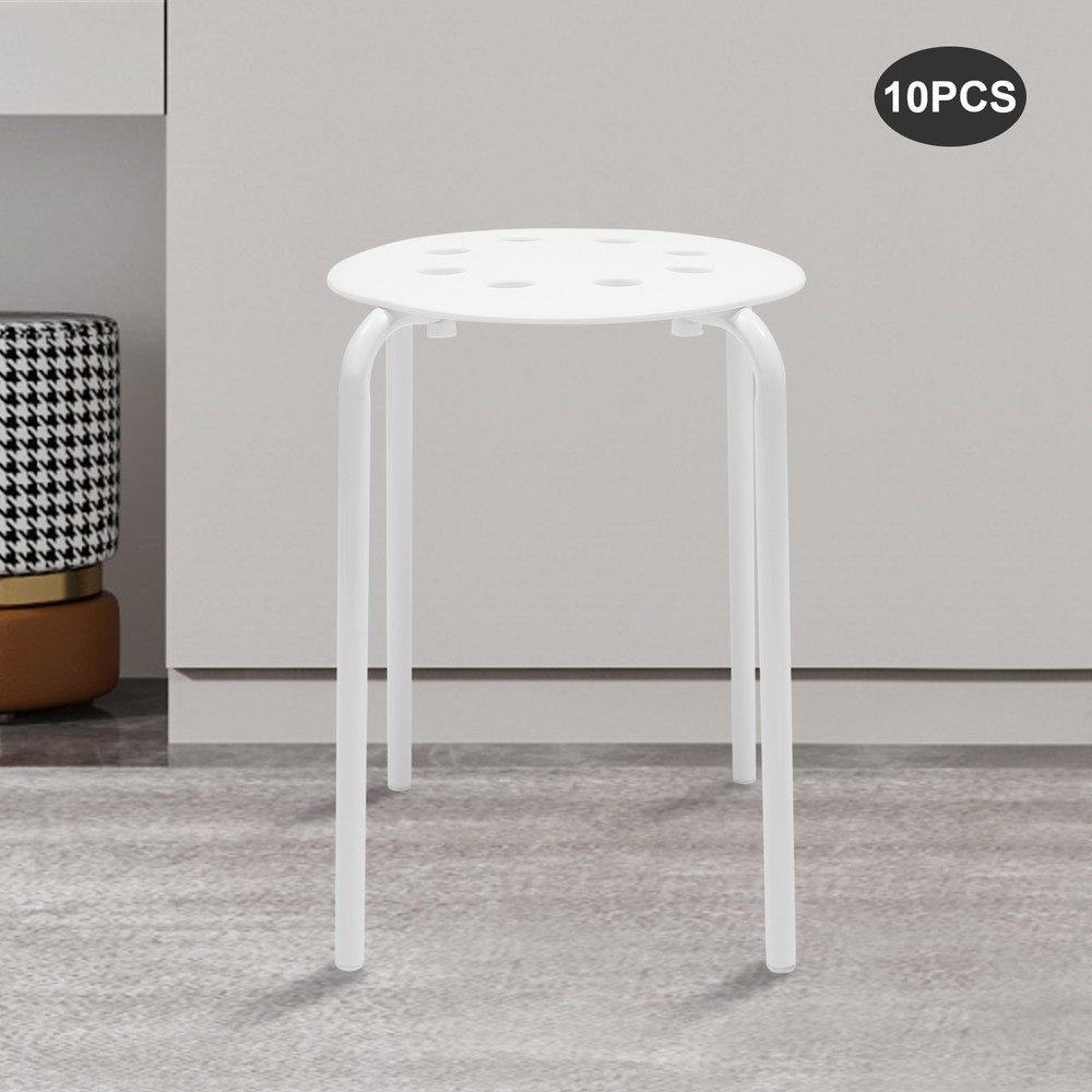 Stack Stools White Chairs for Classroom Students Seats 17.7in Office Home 10PCS