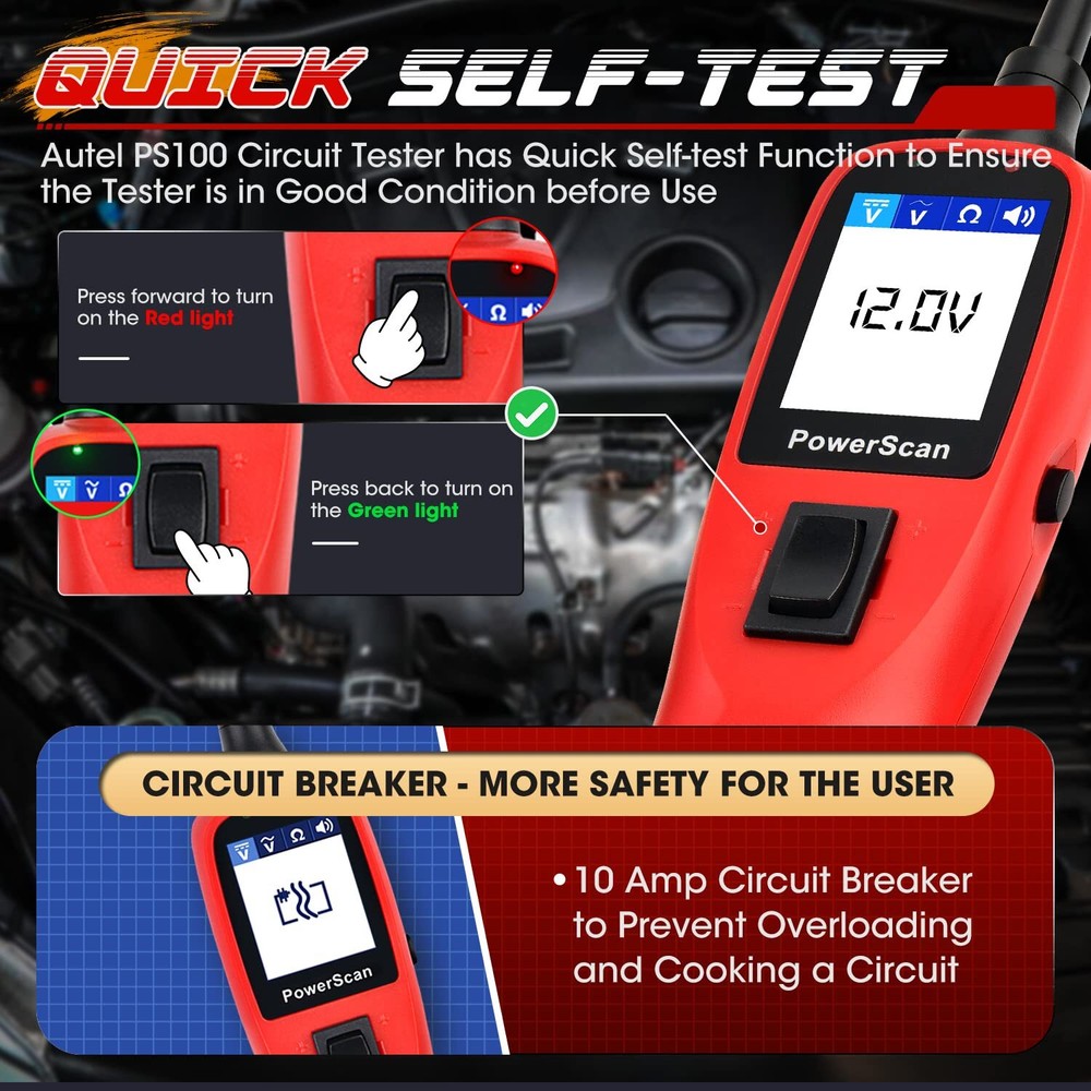 12V/24V Autel PowerScan PS100 Circuit Tester Electrical Diagnostic Power Probe