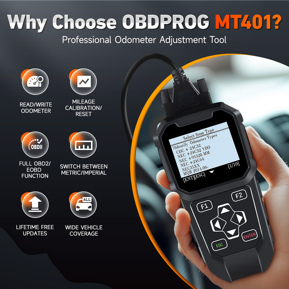 Odometer Correction Mileage Adjustment Automotive OBD2 Diagnostic +Car Mount