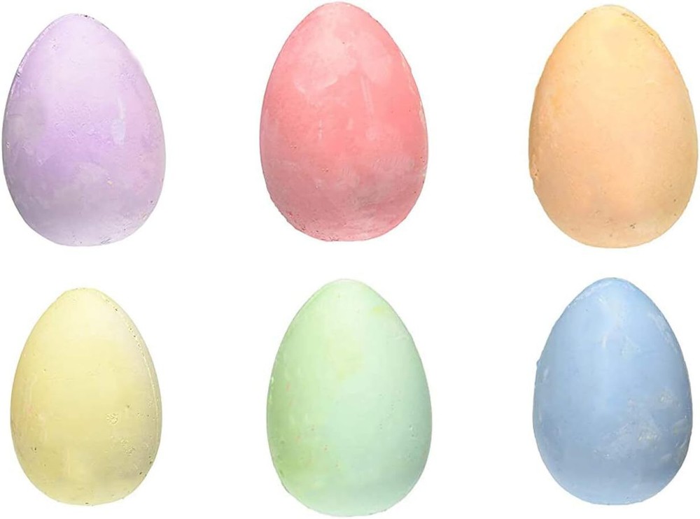 Easter Egg Shaped Sidewalk Chalk 6 Pack Multi Colored for Kids Washable Non