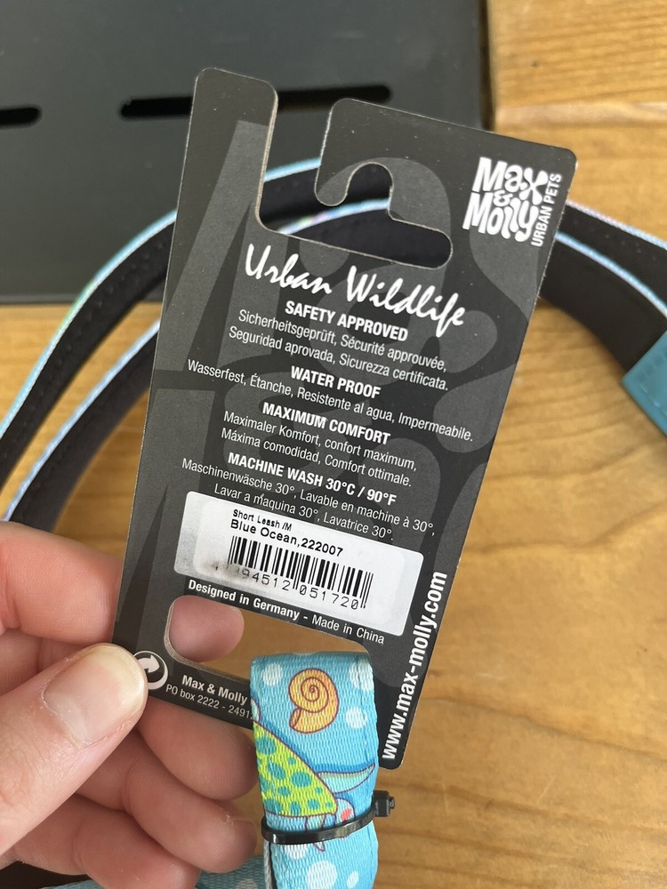 Max & Molly Short Dog Leash - Style: Blue Ocean - Medium Size