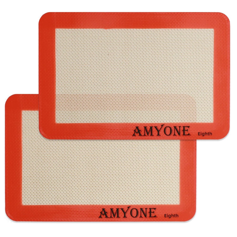 AMYONE Silicone Baking Mat for 1/8 2 pack - Eighth Sheet - 9 x 7 inch, Orange