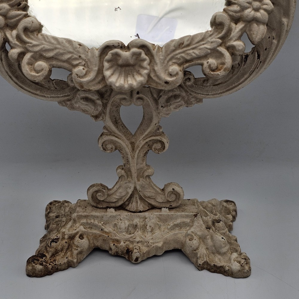 Vintage Ornate Vanity Mirror Cast Iron Tilting Victorian Style