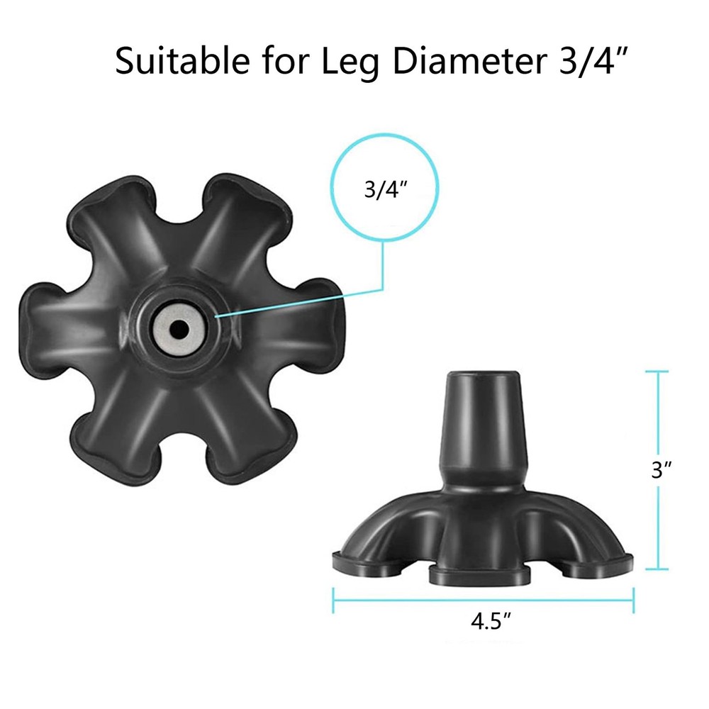 Cane Tip - Self Standing Heavy Duty Rubber Replacement for Walking Cane