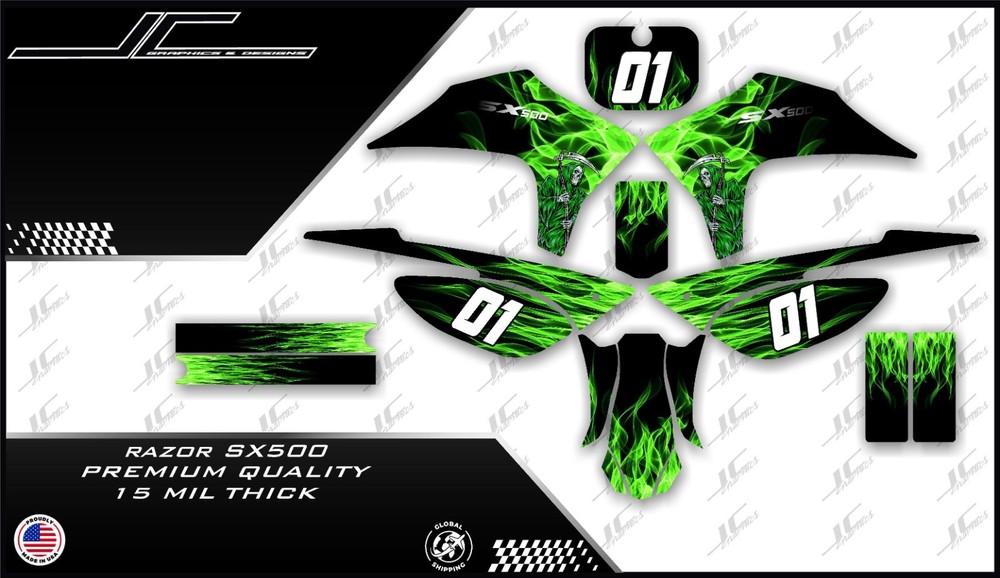 Razor SX500 graphics kit decals THICK AND HIGH GLOSS