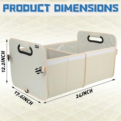 Car Trunk Organizer With Soft Cover and Storage Bin Essentials beige