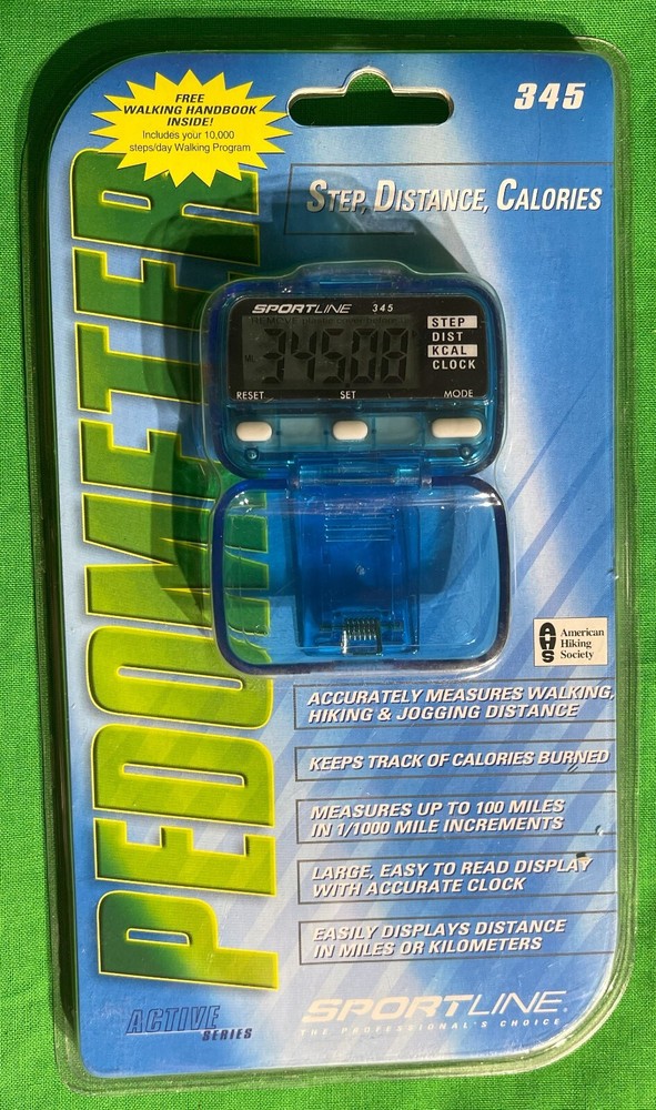 Sportline Pedometer Active Series Model 345 Basic Steps Distance Calories -New-