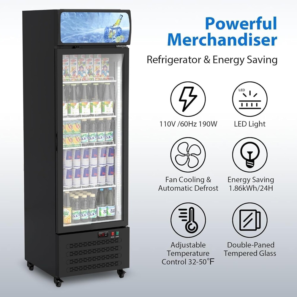 Commercial Display Refrigerator, 11.3 Cu.Ft. Merchandiser Beverage Refrigerator