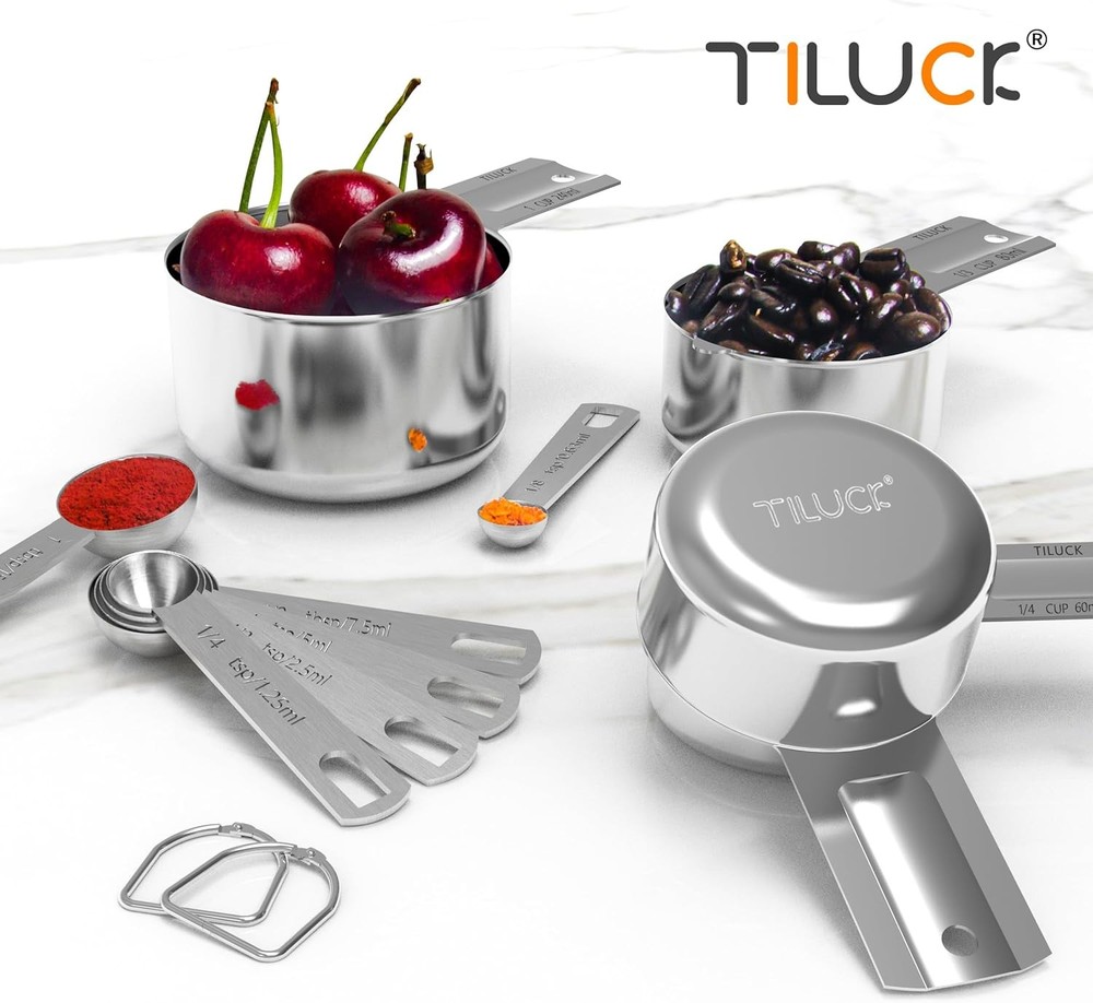 Stainless Steel Measuring Cups and Spoons Set Kitchen Measuring Tools Baking Set