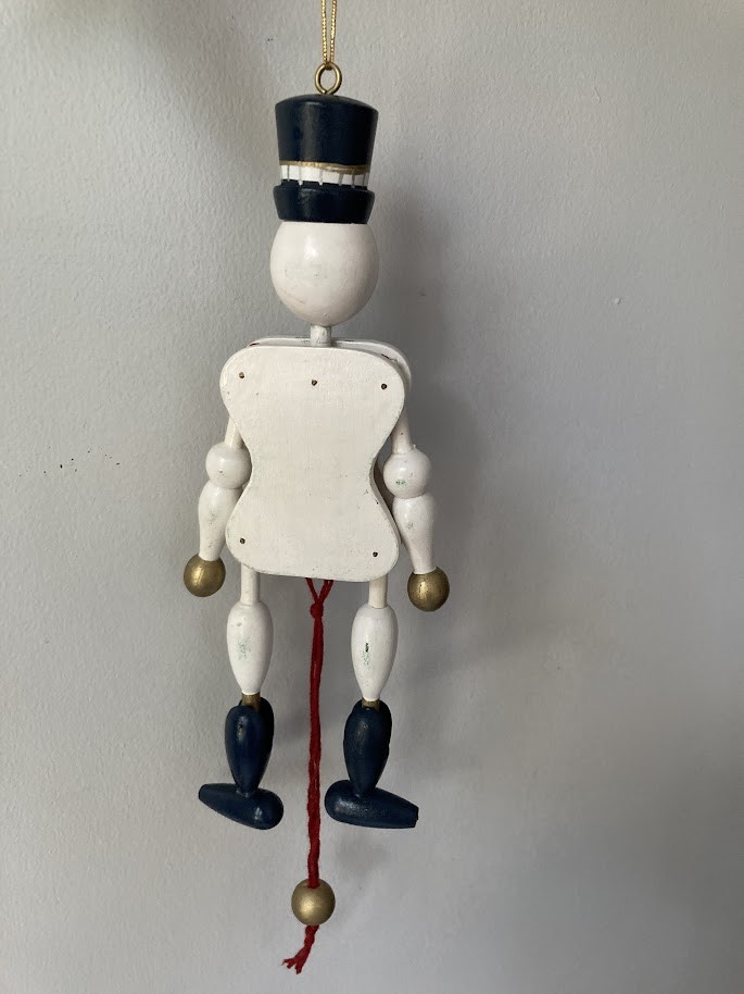 Vintage Snowman Pull String Wood Jumping Jack Toy