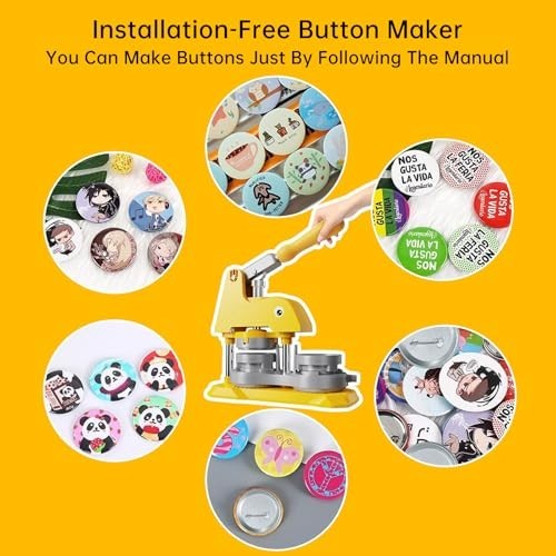 DIY Button Maker Machine - 3 Sizes (1", 1.25", 2.25") - Badge Press Kit with 300