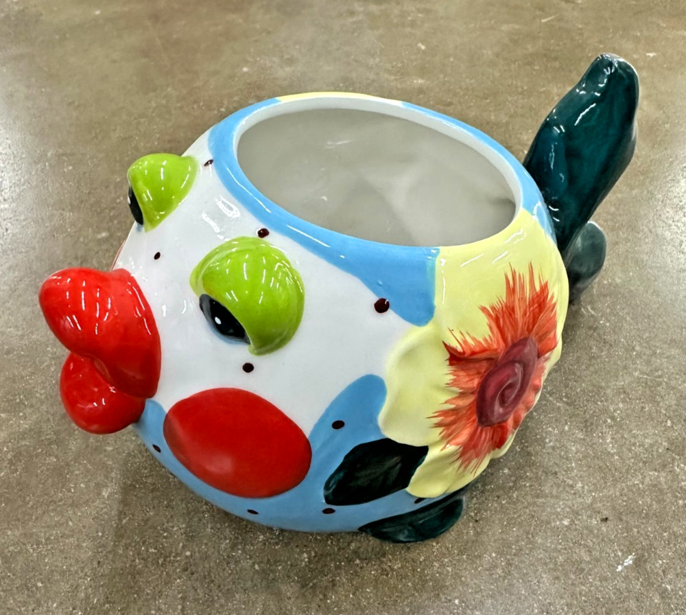 Blue Sky Ceramic Fish 8“ Planter, Multi Color