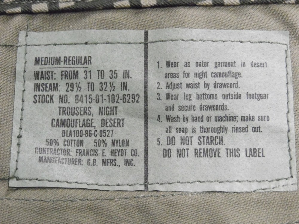 Night Desert Pants Medium Reg USGI Military Surplus