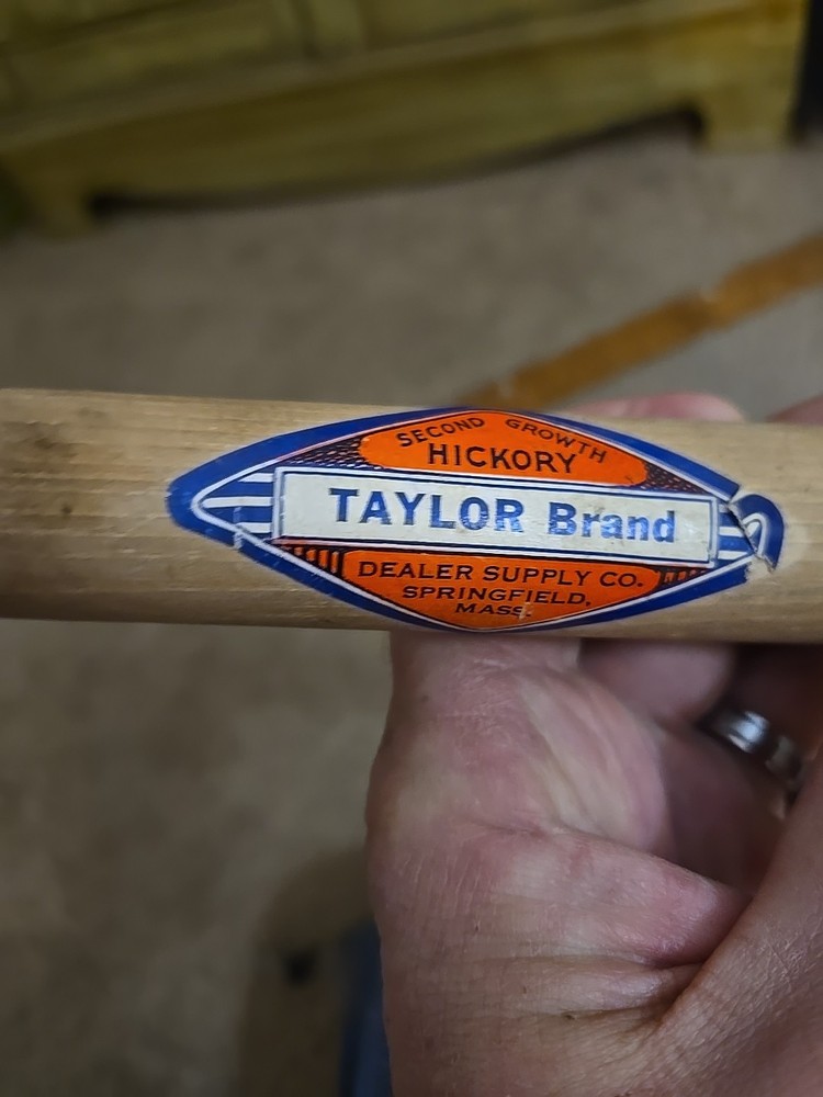 Vintage Taylor Brand Second Growth Hickory Hammer Handle. Unused !