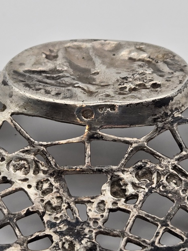 Germany 800 Silver Repousse Openwork Reticulated Oval Basket~ Cherubs