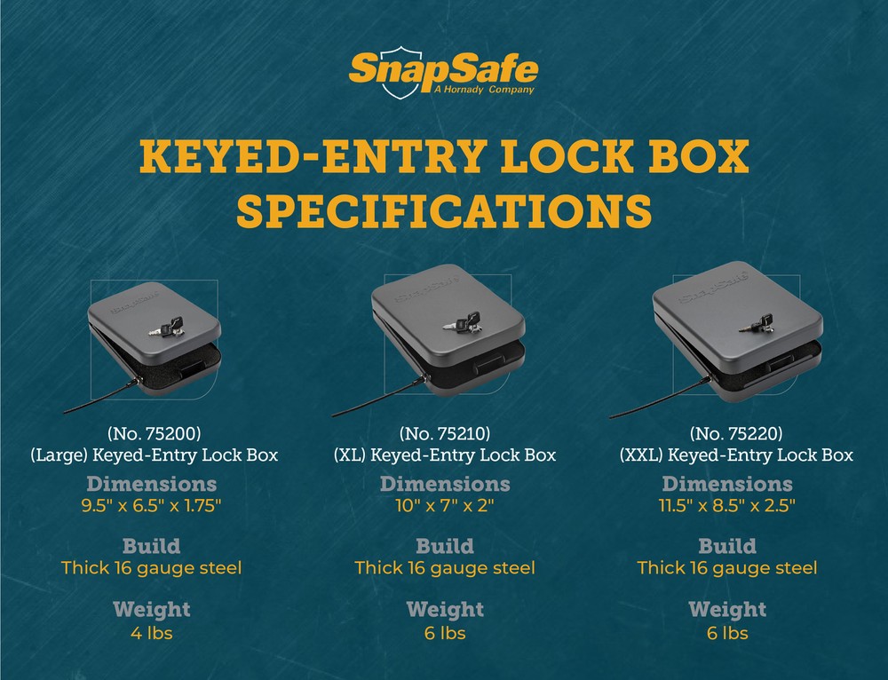 SnapSafe Keyed Lock Box - X-Large (10”x 7”x 2”)