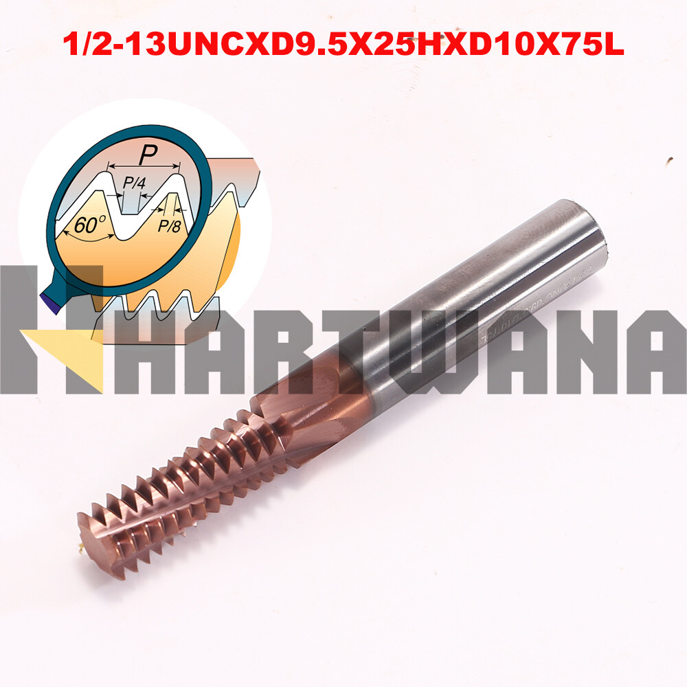 13UNC-1/2 CARBIDE THREAD MILL SOLID CARBIDE TiAlN Thread 4-Flute Milling