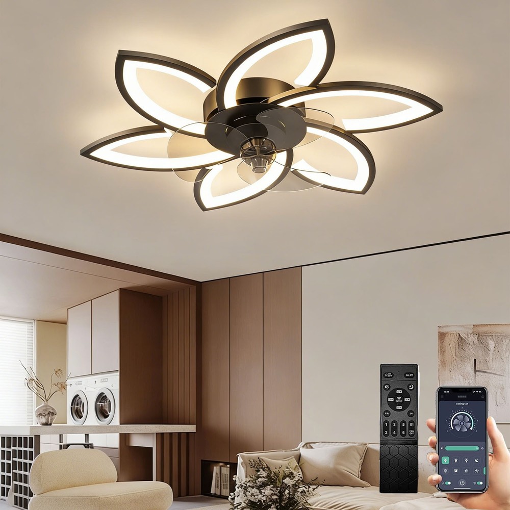 Modern LED Ceiling Fan with Light Indoor Lighting Ceiling Fan APP Control Timing