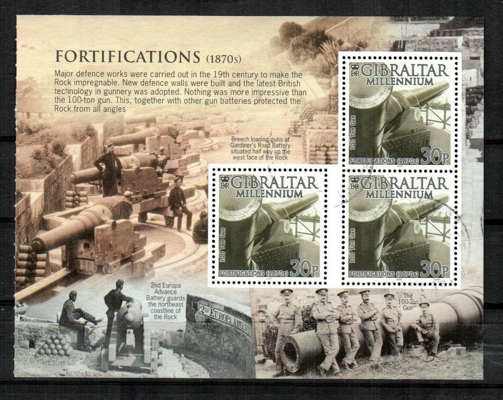 GIBRALTAR Scott's 841ql ( 3v ) Millenium, Fortifications F/VF Used ( 2000 ) #2