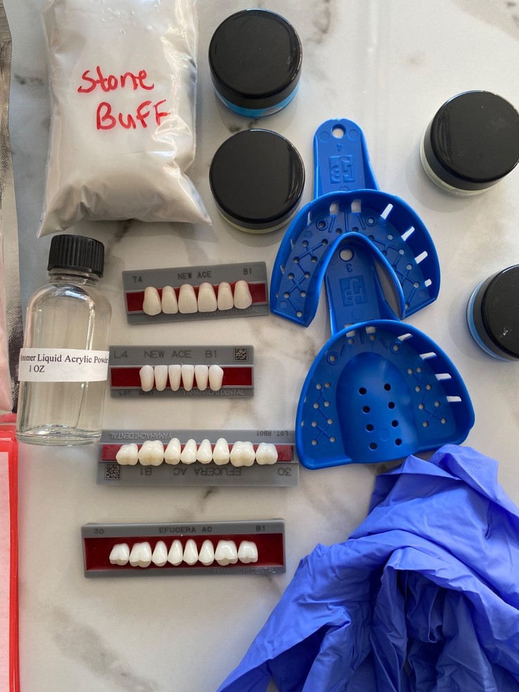 DIY DENTURE KIT Complete Custom Dentures Temporary Teeth Tooth FULL /PARTIAL.