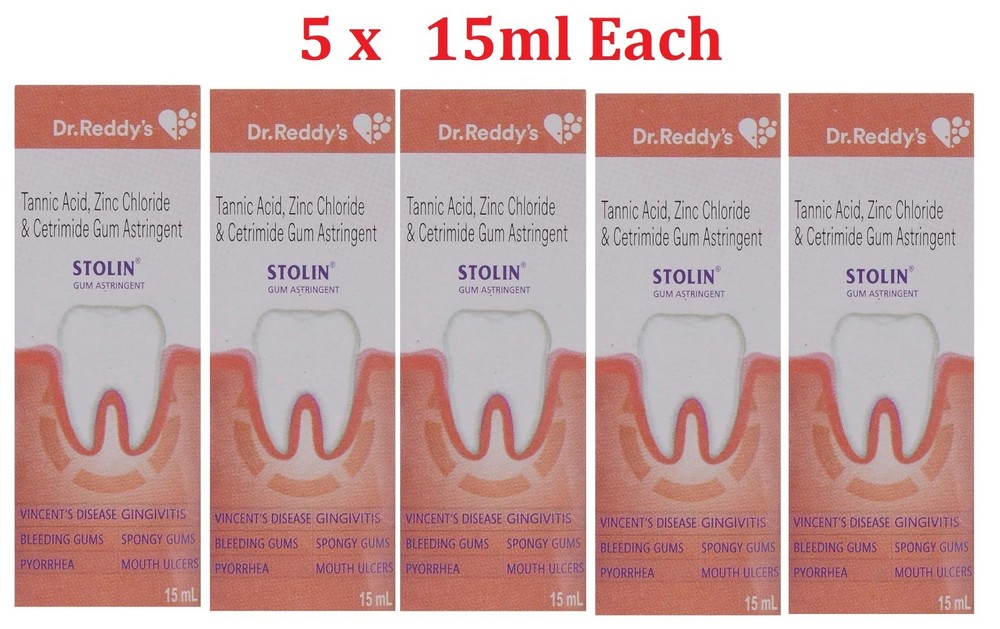 5 X Dr Reddy's Stolin Gum Astringent 15 ml