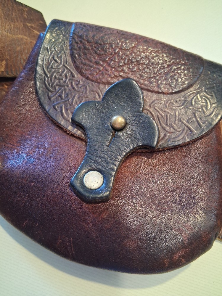 vintage leather ammo belt with pouch