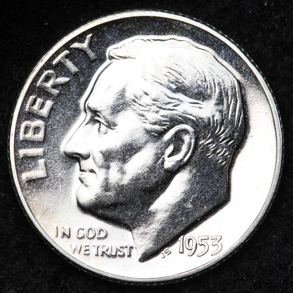 1953 Roosevelt Silver Dime GEM PROOF E208 ZACF
