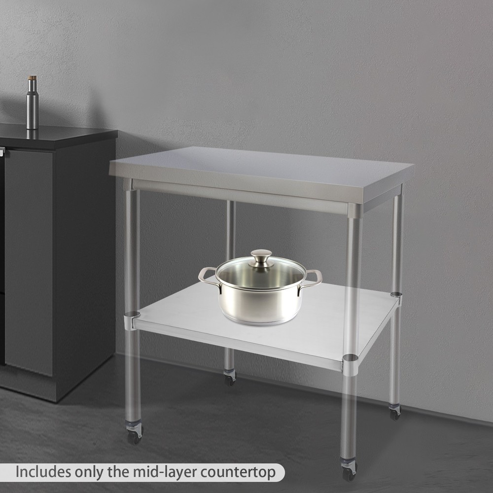 Adjustable Under Shelf for Work Tables Stainless Steel Lower Stand Multiuse Rack