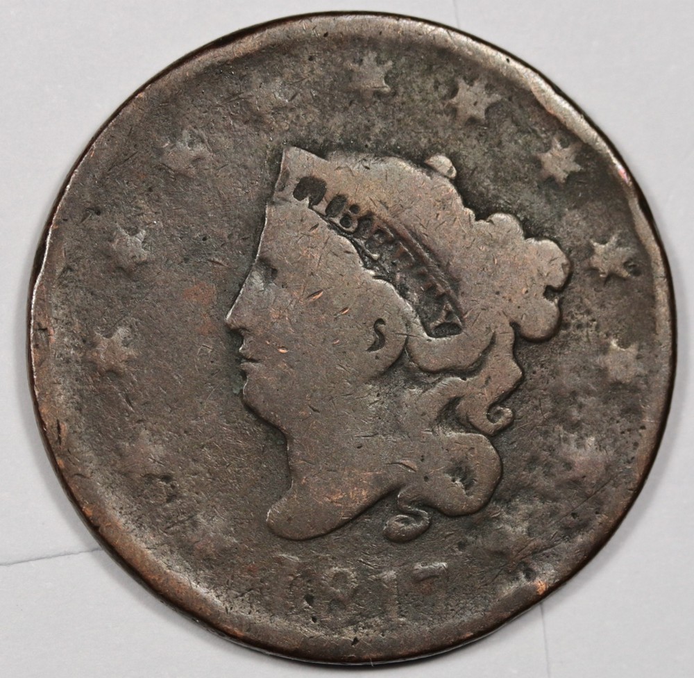1817 Large Cent.  Error.  "Mouse on Head".  G-VG.  209261