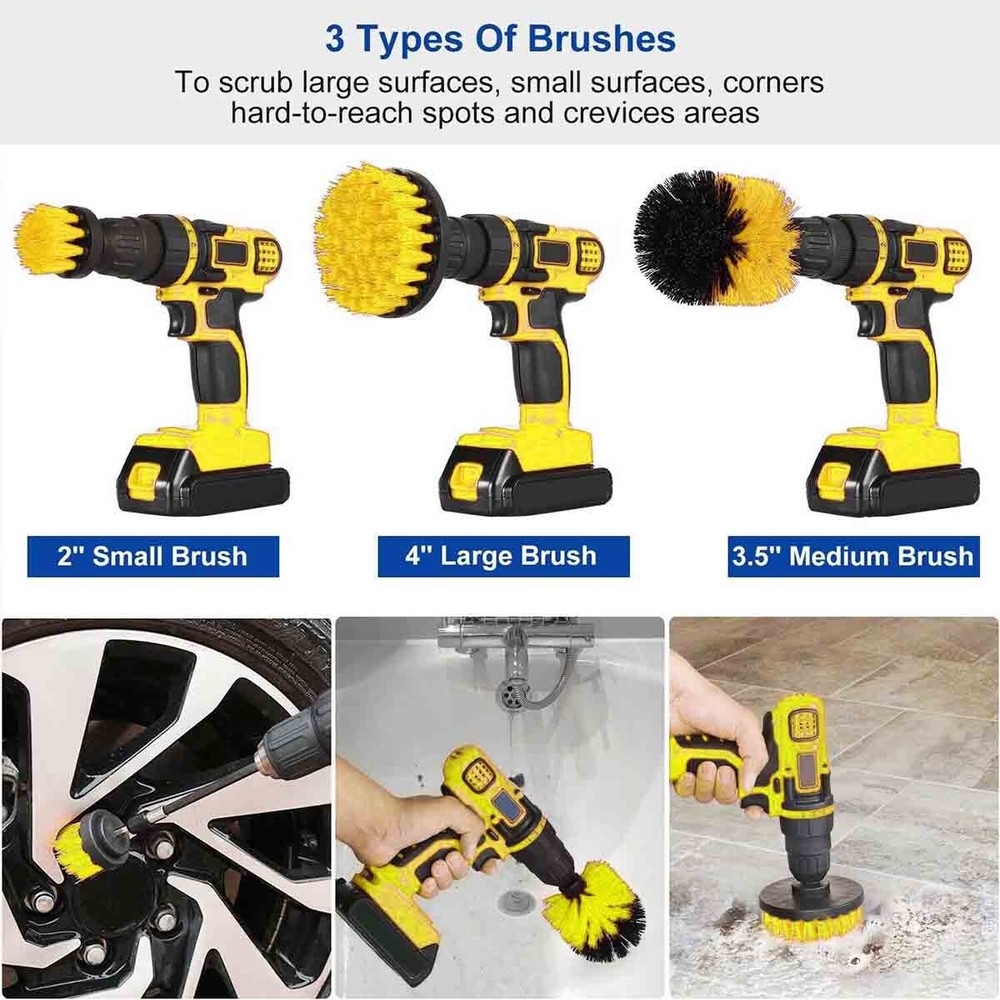 Drill Brushes Set, Electric Spin Scrubber with 3 Replaceable Drill Brush Heads