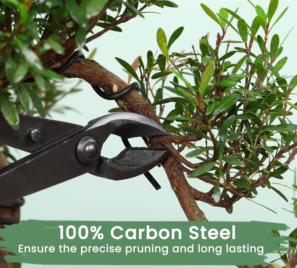 12Pcs Bonsai Tool Set with Wooden Box Scissors Cutters Wire Kit for Tree Pruning