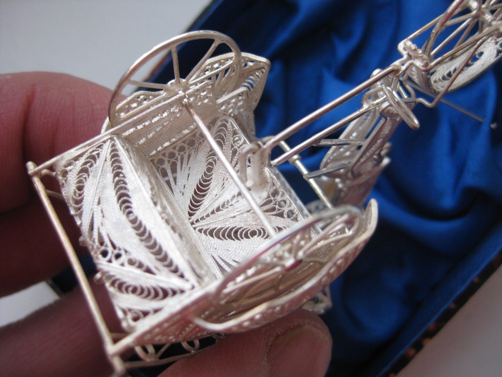 Old Silver Filigree Rickshaw Hand Made