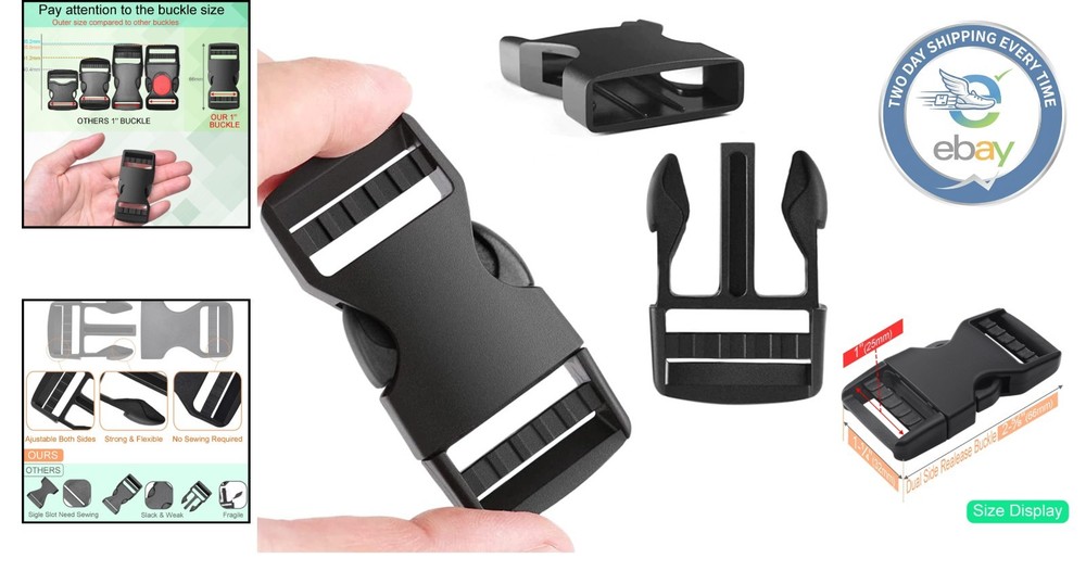 Reliable 1" Quick Release Plastic Buckles - Heavy Duty 6 Pack for Straps