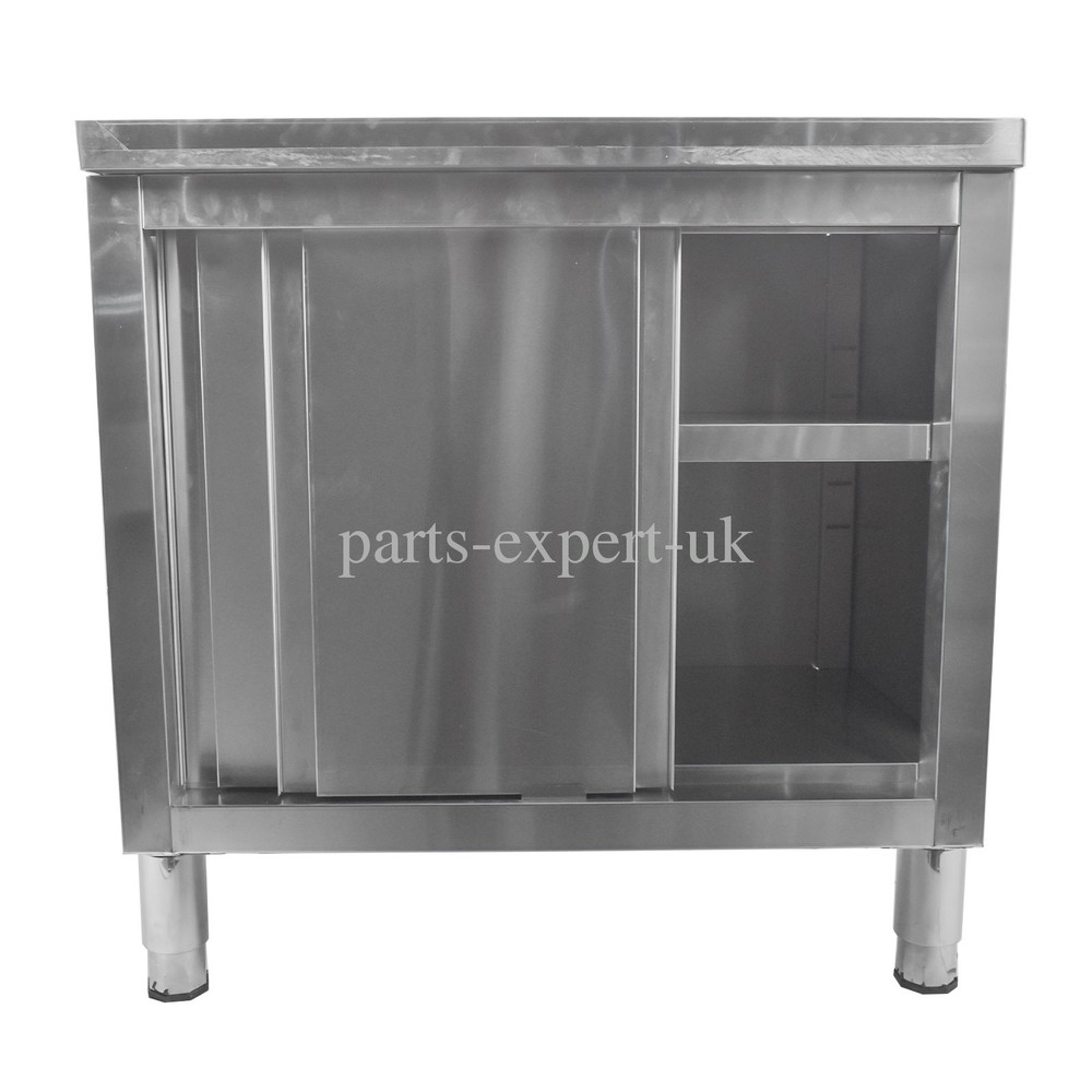 Commercial Heavy Duty Prep Workbench w/Sliding Doors Kitchen Work Table Cabinet
