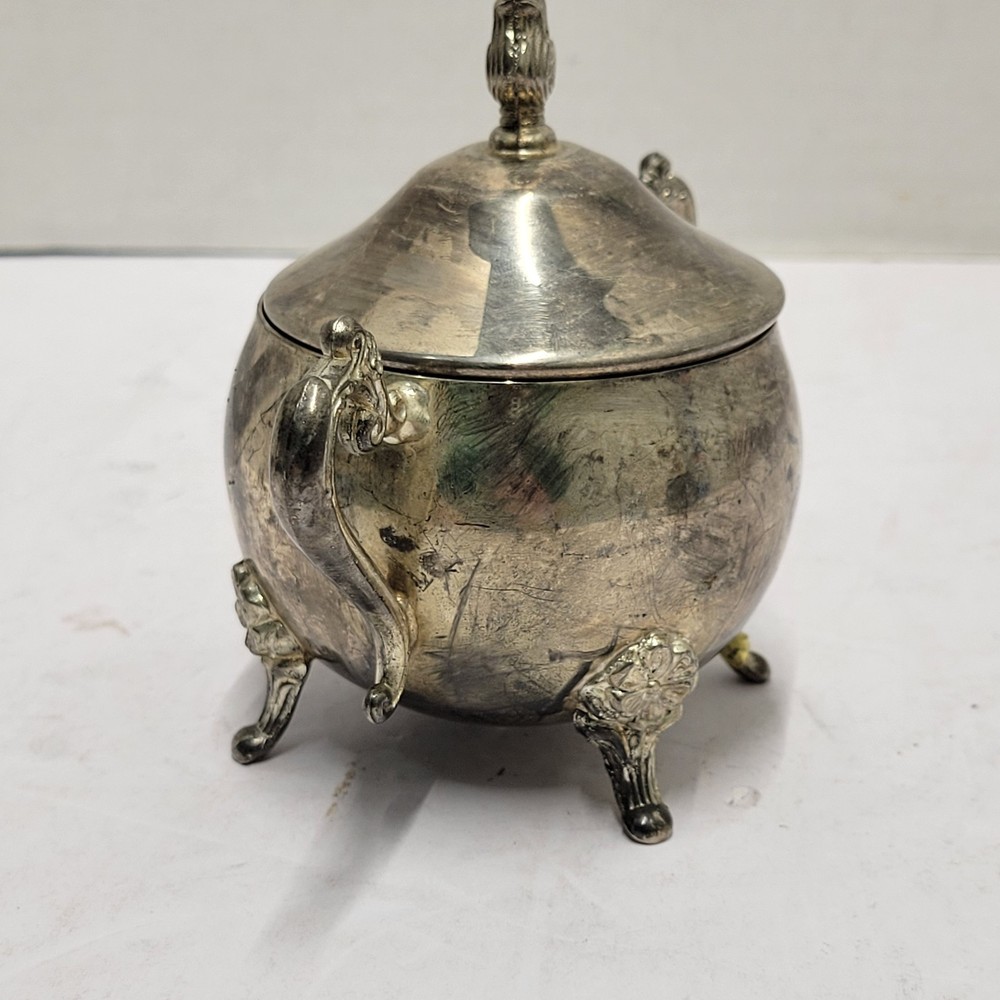 Vtg Silver Plated Footed Sugar Bowl/Lid