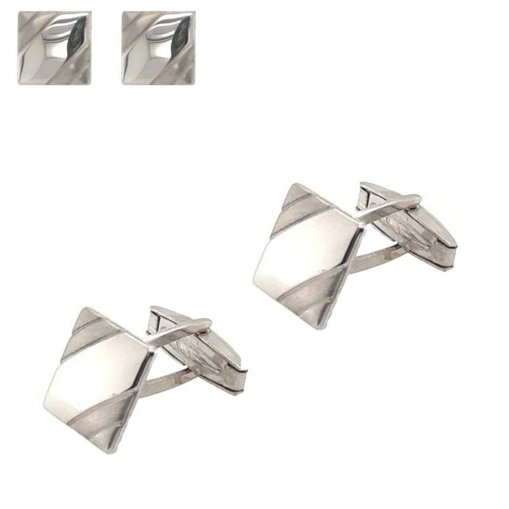 925 Sterling Silver Italy Square Cufflinks