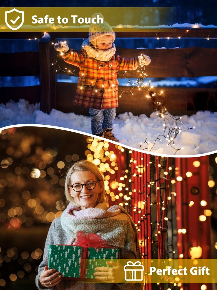 2 Pack 200 LED Solar String Lights for Outside, Solar Christmas Lights Outdoo...