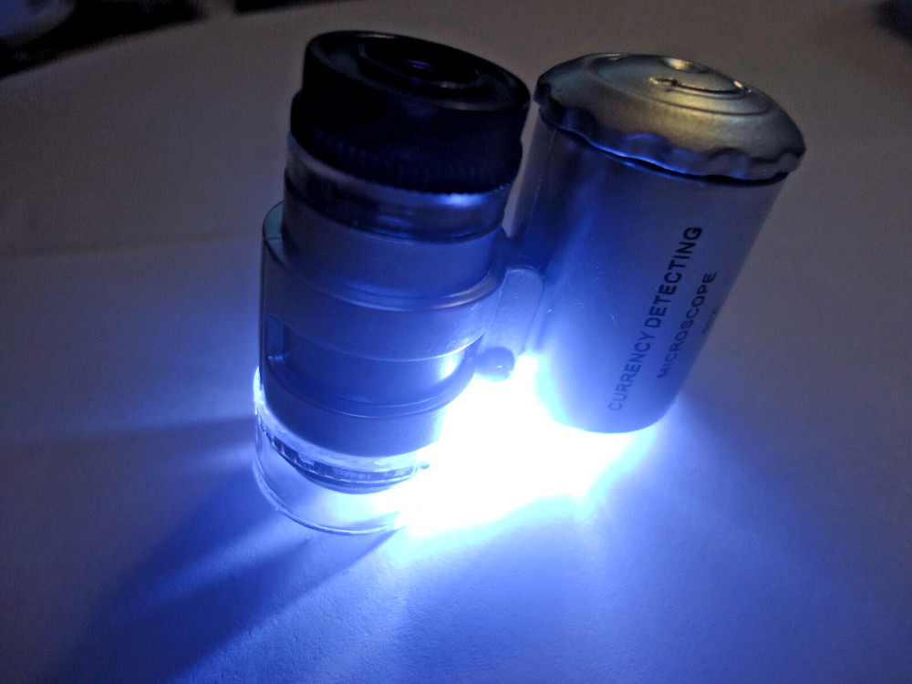 1- 60x pocket microscope blue light white light with cases#01
