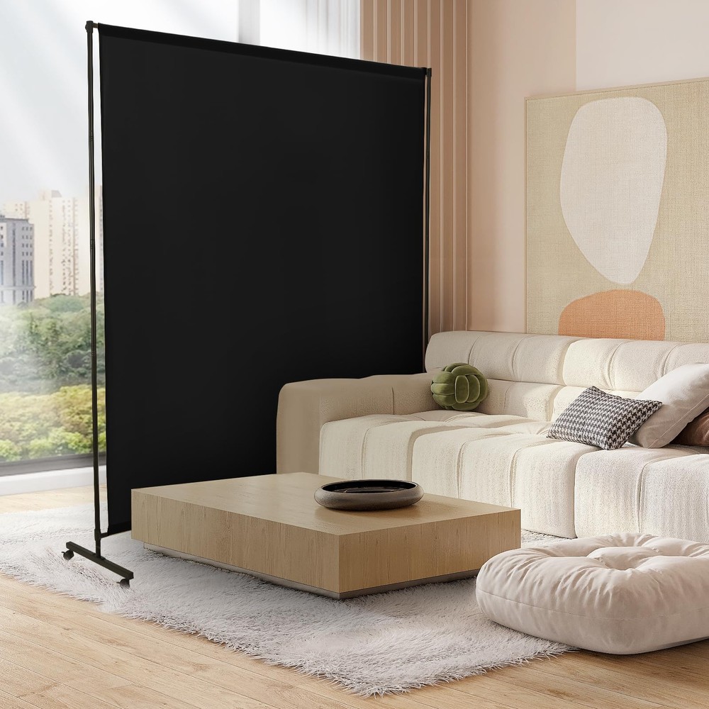 Room Divider Screen 72"x72" with Lockable Caster Wheels, Privacy Panel for Ho...