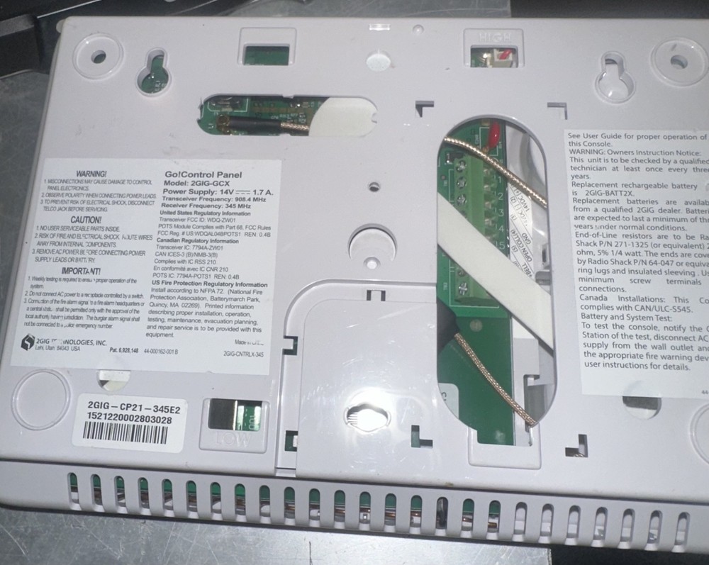 2GIG Go!Control Security Panel – Model 2GIG-CP21-345E2, Touchscreen, Wireless