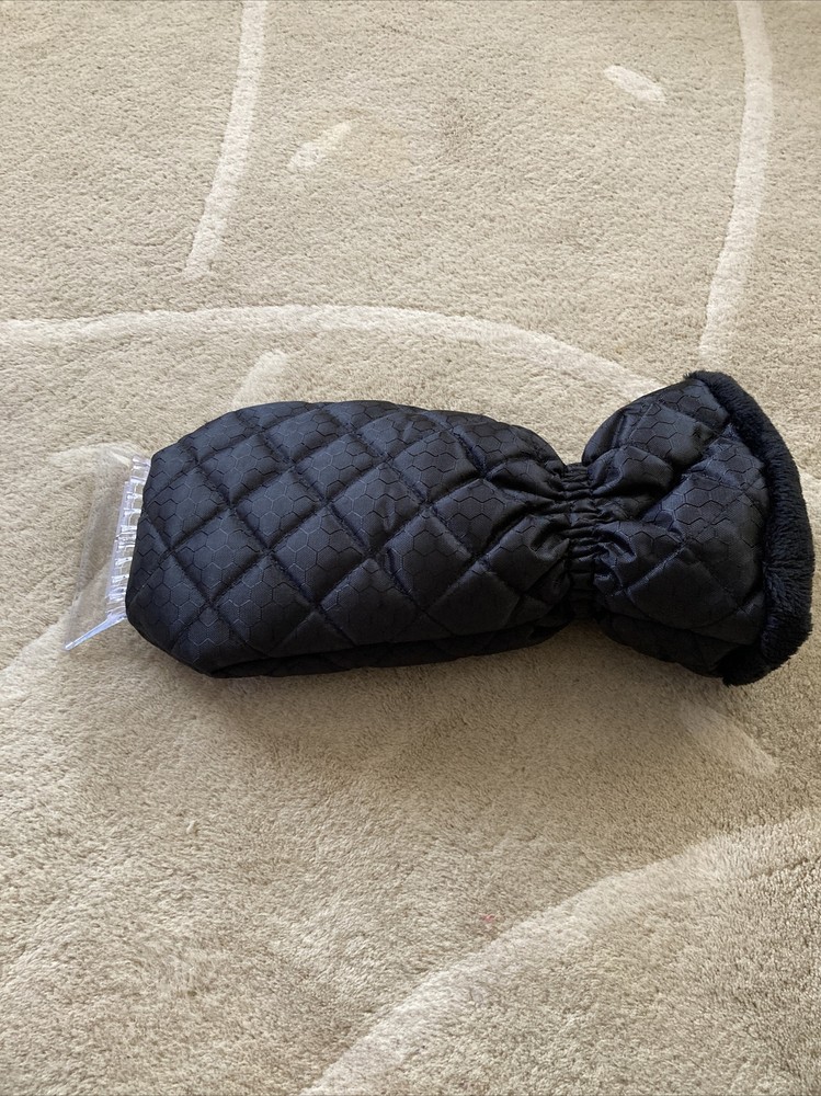 HANDHELD ICE SCRAPER MITT BLACK FUR LINED NWOT