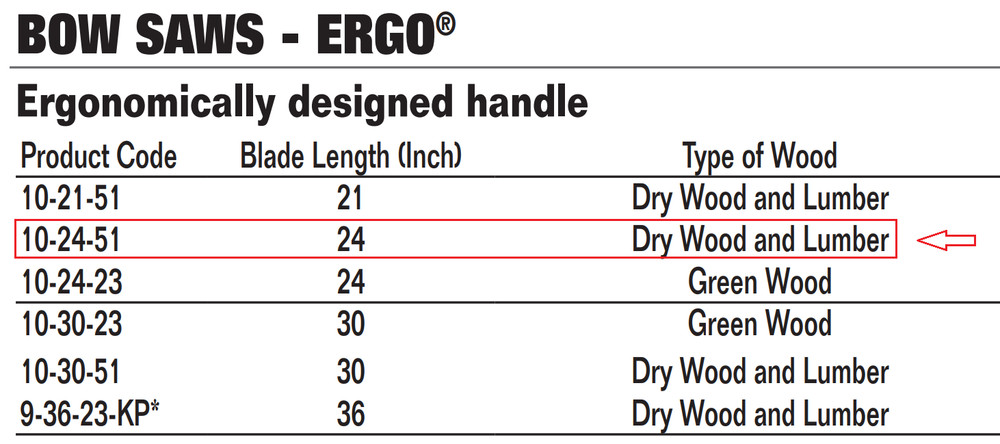 Bahco 10-24-51 Bow Saw, Ergo Handle 24