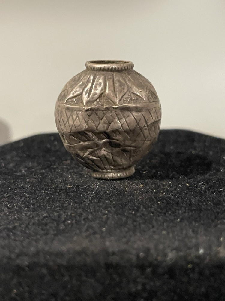 Antique Turkmen Silver Etched Bead
