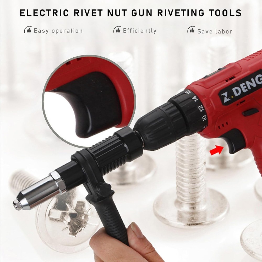 Electric Rivet Nut Gun Riveting Tools, Metal Pop Tool Drill...