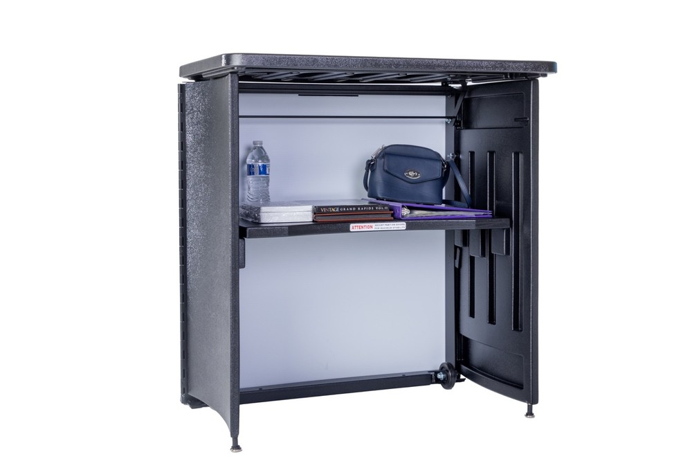 Premium Portable Table, built-in wheels, super durable, easy setup, folding bar