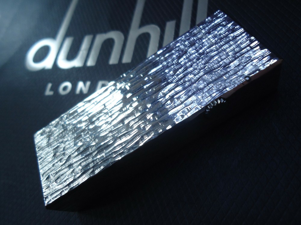 Dunhill Rollagas Lighter - Silver Plated - 'Bark' Pattern - Serviced