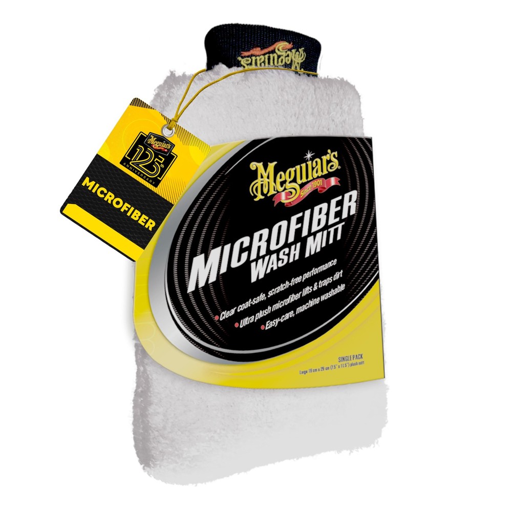 Meguiar's X3002 Microfiber Wash Mitt, Super-Thick, Reusable 1 Count, White